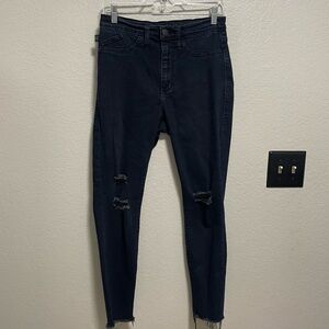 Rock & Republic Dark Wash Distressed High Roller High Rise Skinny Jean Size 8